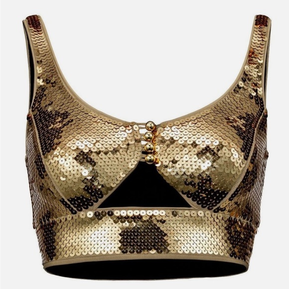 NWT Rabanne x HM sequin top in gold (size XL) - Picture 2 of 9